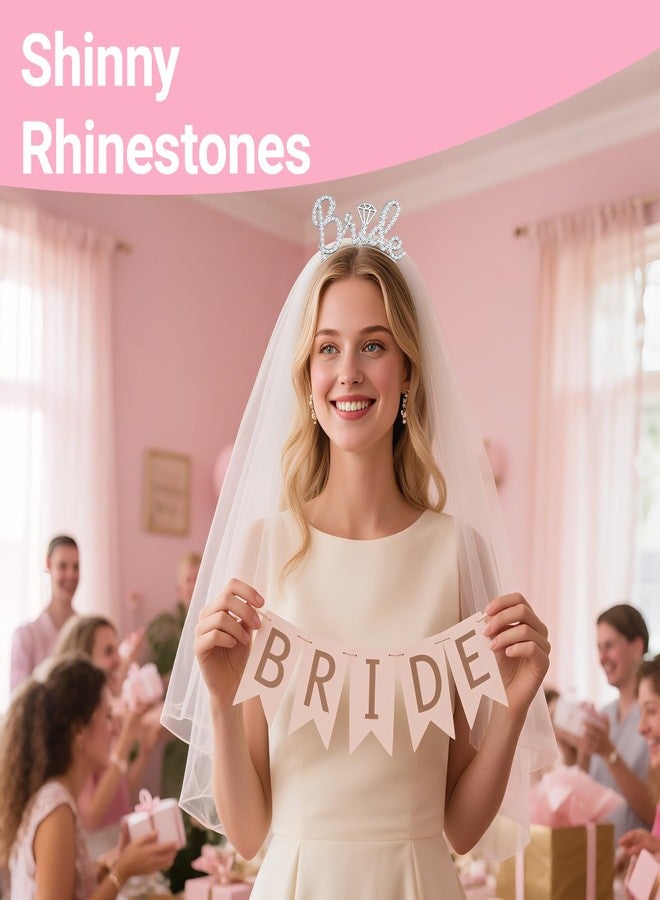 Papoopy 3Pcs Bride to Be Headband with Sash and Veil for Bachelorette Party Decorations, Bridal Shower Accessories for Gift, Favors - Image 5